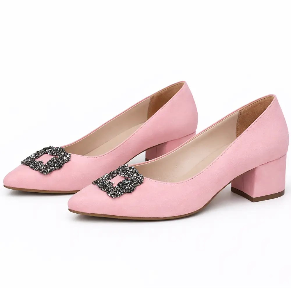 Pembe Alçak Topuklu Çanta Ayakkabı RC-1620