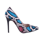 Pembe Baskı Stiletto Ayakkabı Çanta Takım RC-021