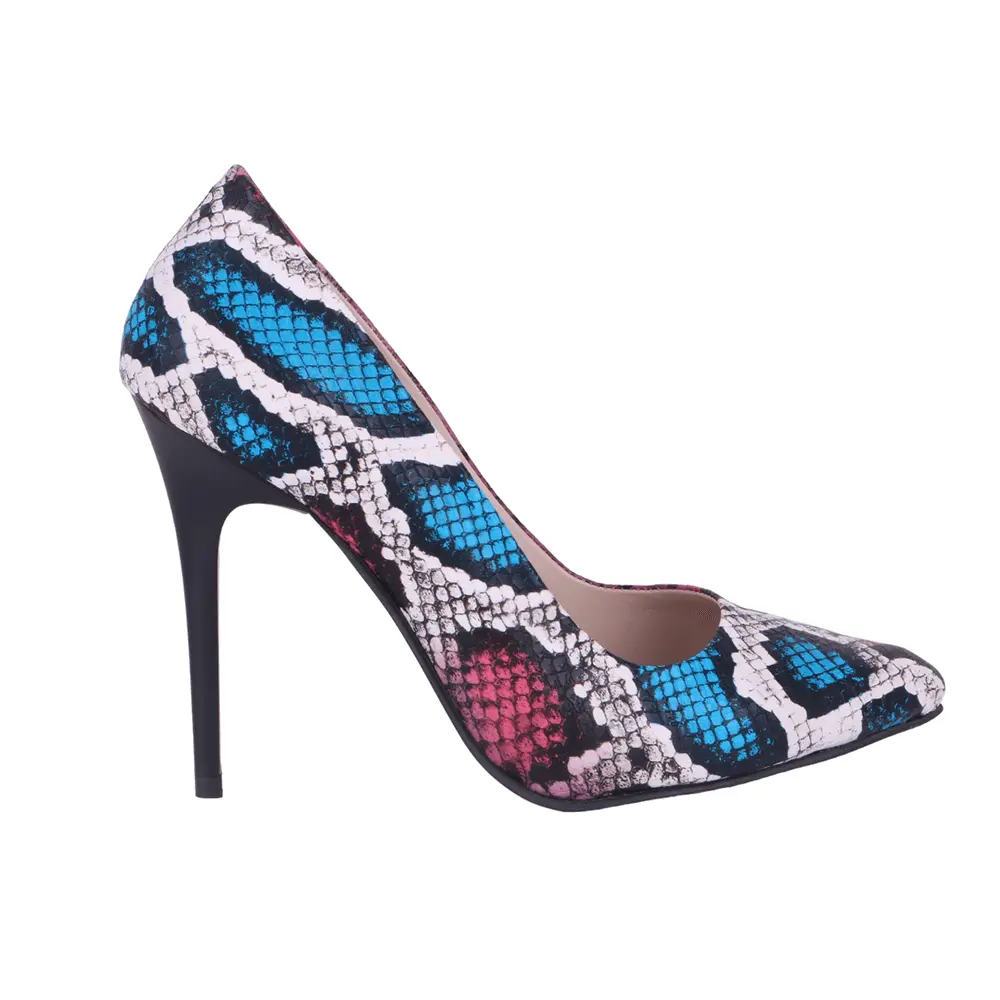 Pembe Baskı Stiletto Ayakkabı Çanta Takım RC-021