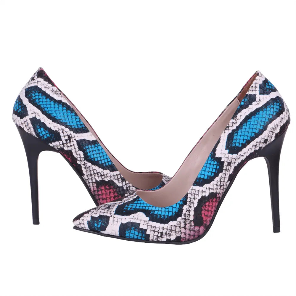 Pembe Baskı Stiletto Ayakkabı Çanta Takım RC-021