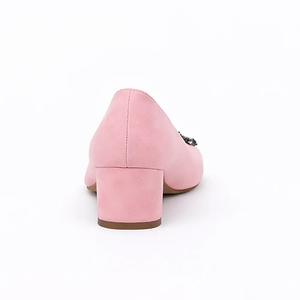 Pembe Kısa Topuklu Taşlı Abiye Ayakkabı RA-1620