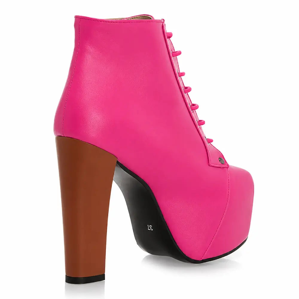 Pembe Platform Topuklu Bağcıklı Bot RA-010