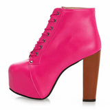 Pembe Platform Topuklu Bağcıklı Bot RA-010