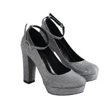 Platin Platform Topuklu Abiye Ayakkabı RA-210