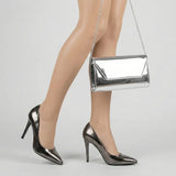 Platin Stiletto Ayakkabı Çanta Takım RC-021