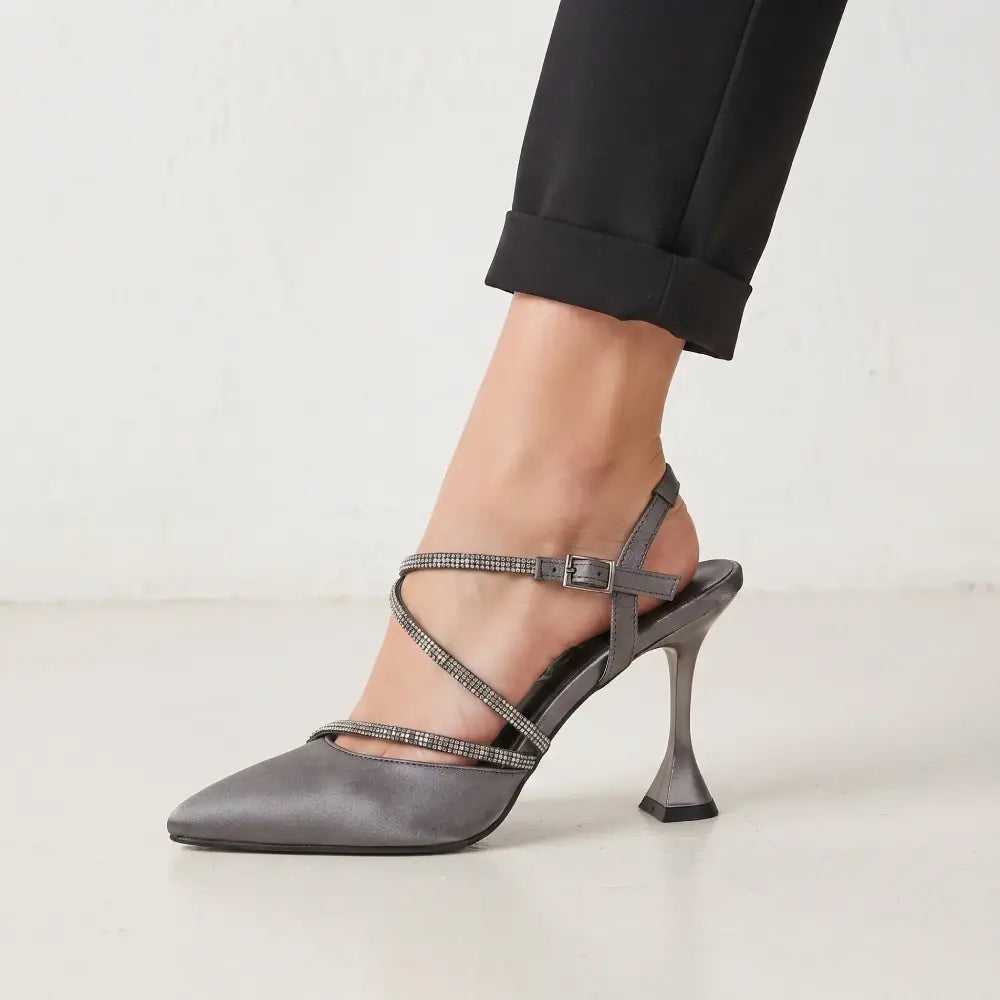 Gray Strappy Heels MT-05