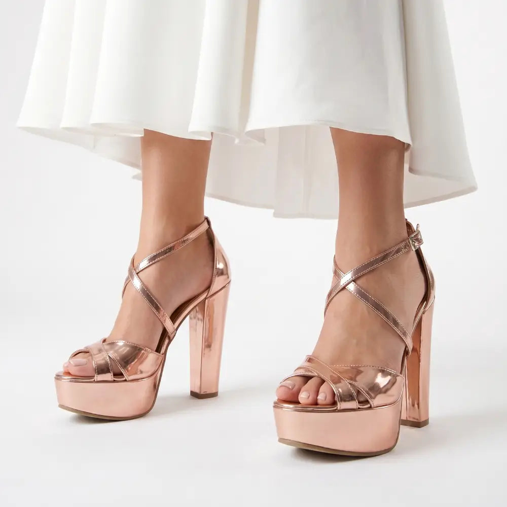 Rose Hochhackige Riemchenschuhe MA-027