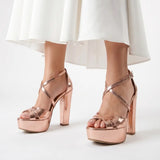 Rose Hochhackige Riemchenschuhe MA-027