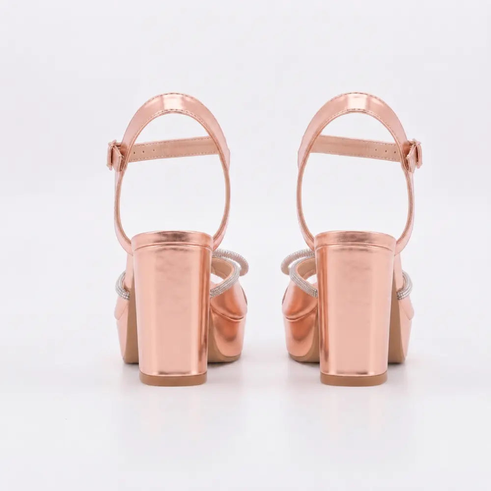 Rose Platform Taşlı Abiye Ayakkabı RA-065