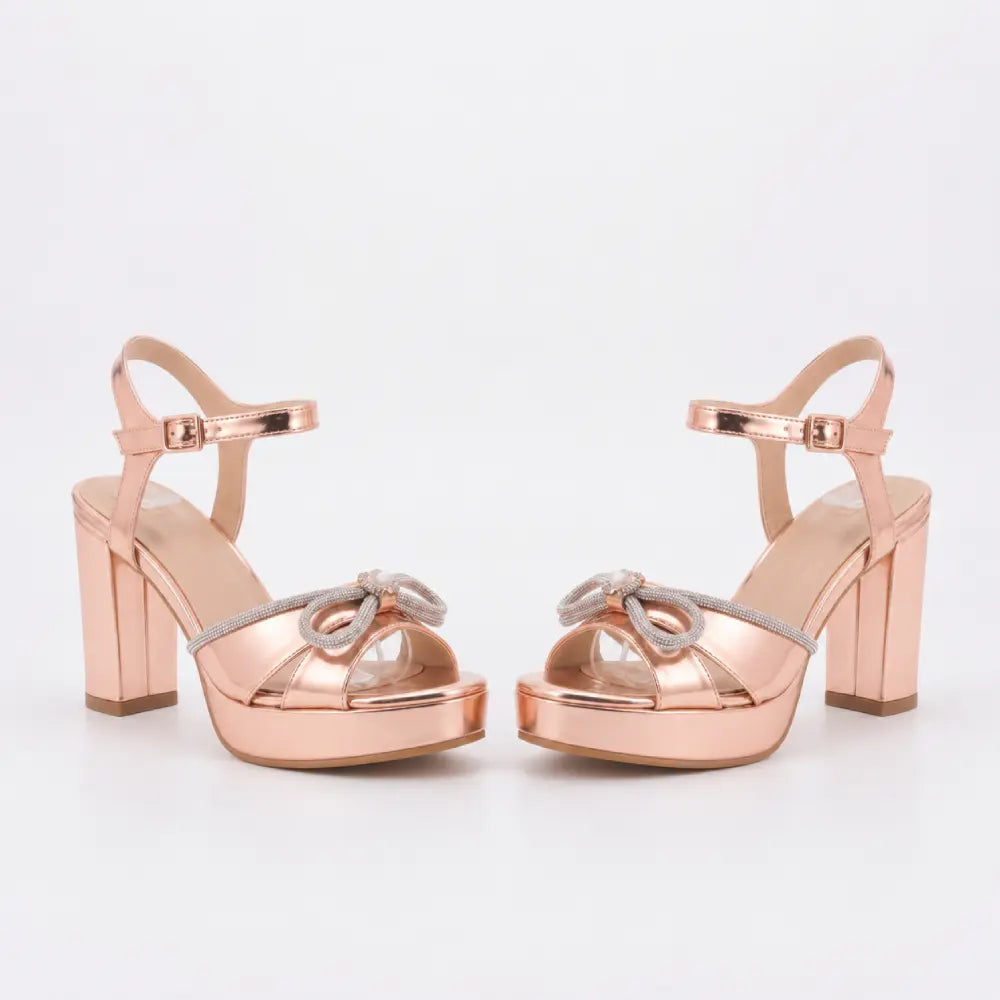 Rose Platform Taşlı Abiye Ayakkabı RA-065