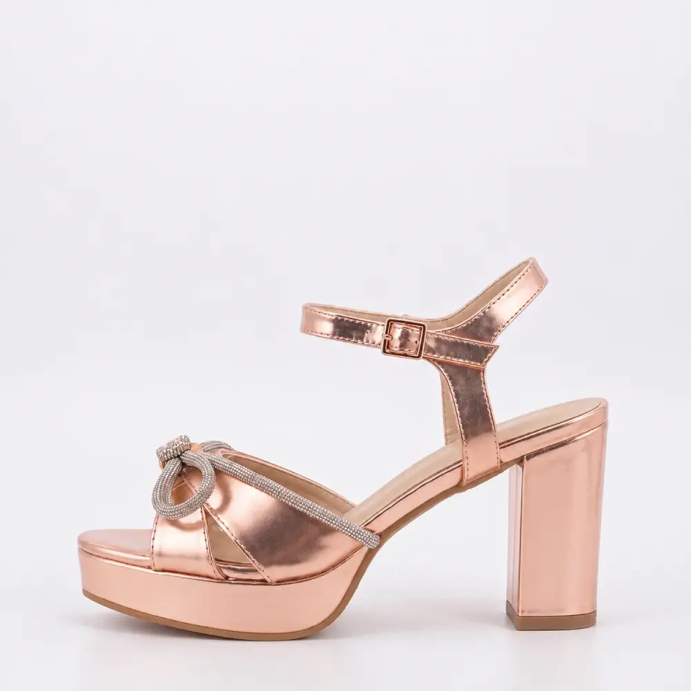 Rose Platform Taşlı Abiye Ayakkabı RA-065