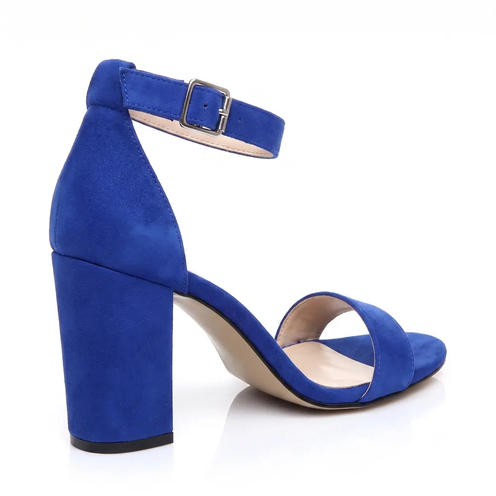 Saks Mavisi Süet Bantlı Topuklu Ayakkabı MA-030