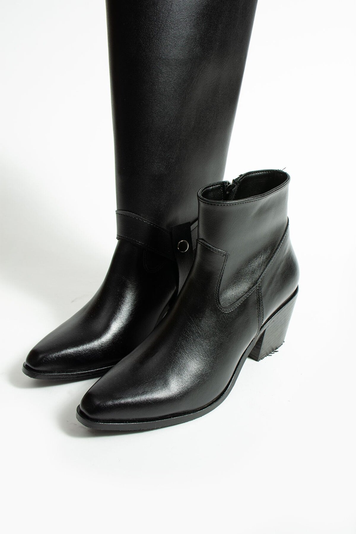 Black Convertible Cowboy Boots TU-013