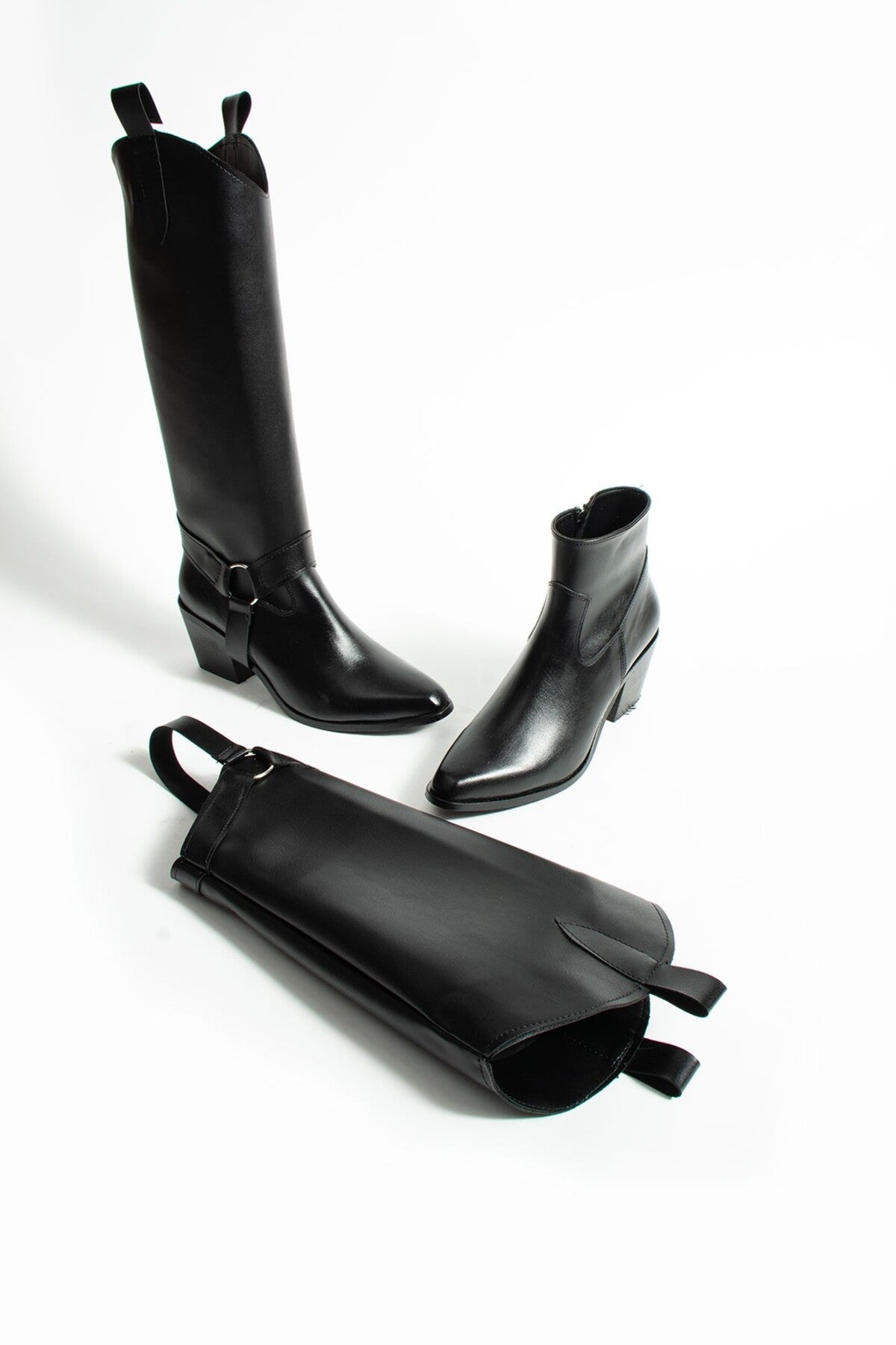 Black Convertible Cowboy Boots TU-013