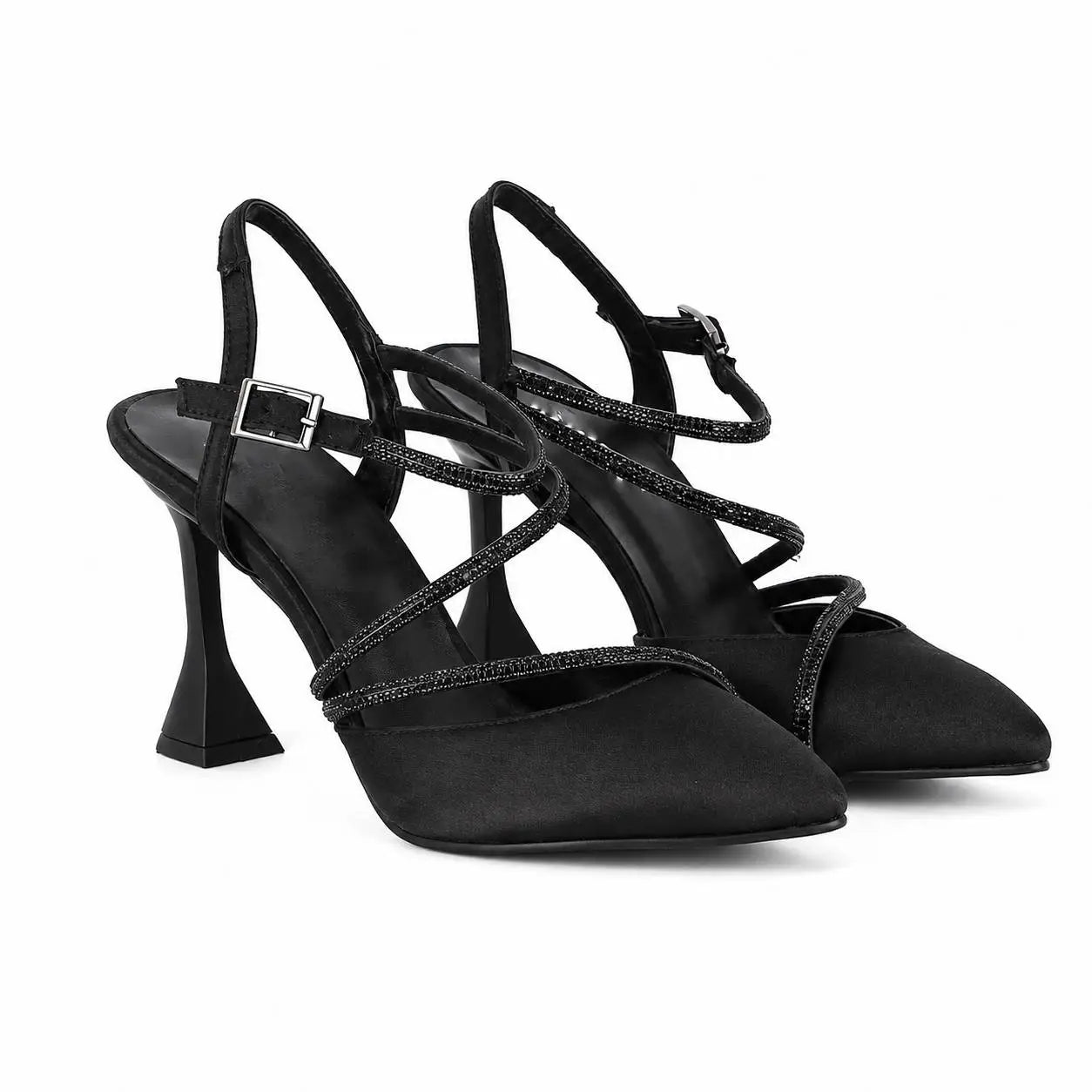 Black Strappy Heels MT-05