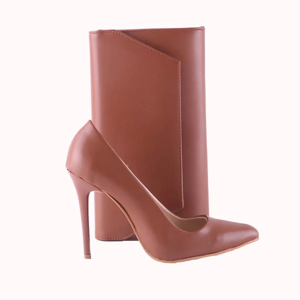 Taba Stiletto Ayakkabı Çanta Takım RC-021