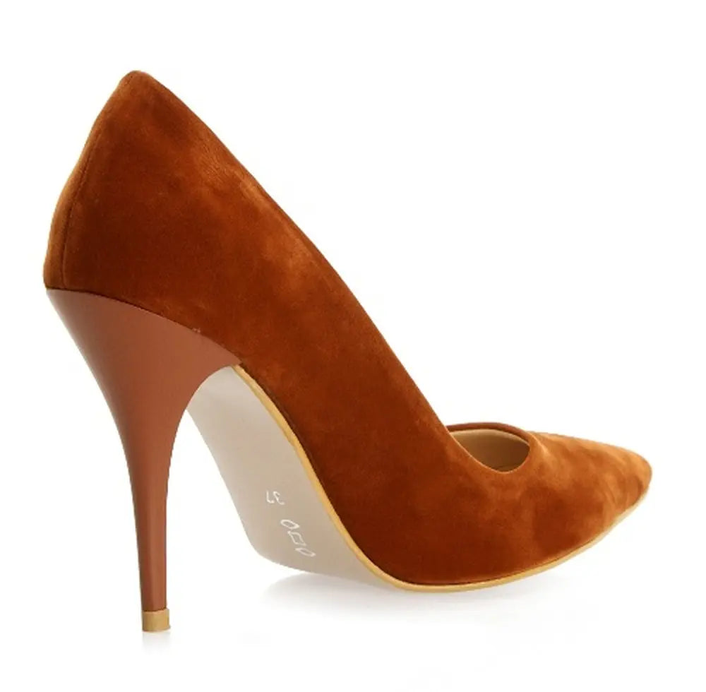 Taba Süet Stiletto Topuklu Ayakkabı MA-021
