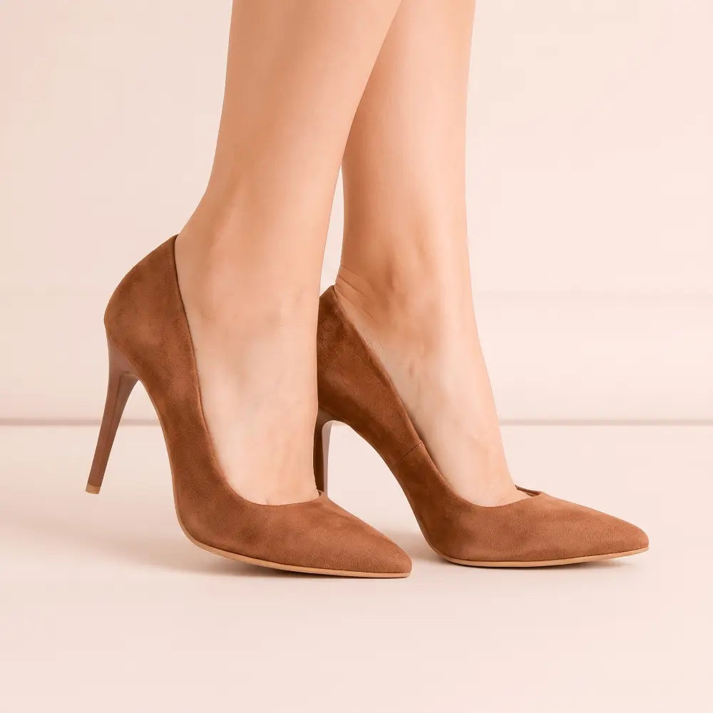 Taba Süet Stiletto Topuklu Ayakkabı MA-021