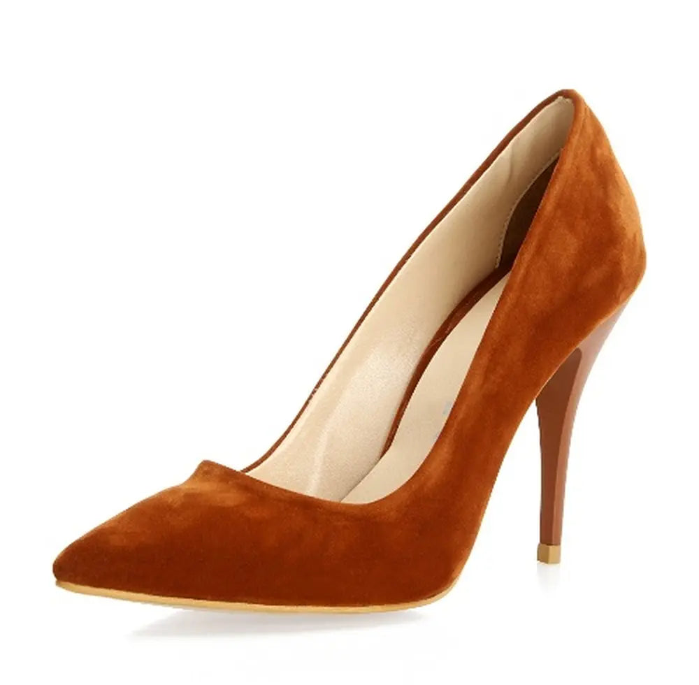 Taba Süet Stiletto Topuklu Ayakkabı MA-021