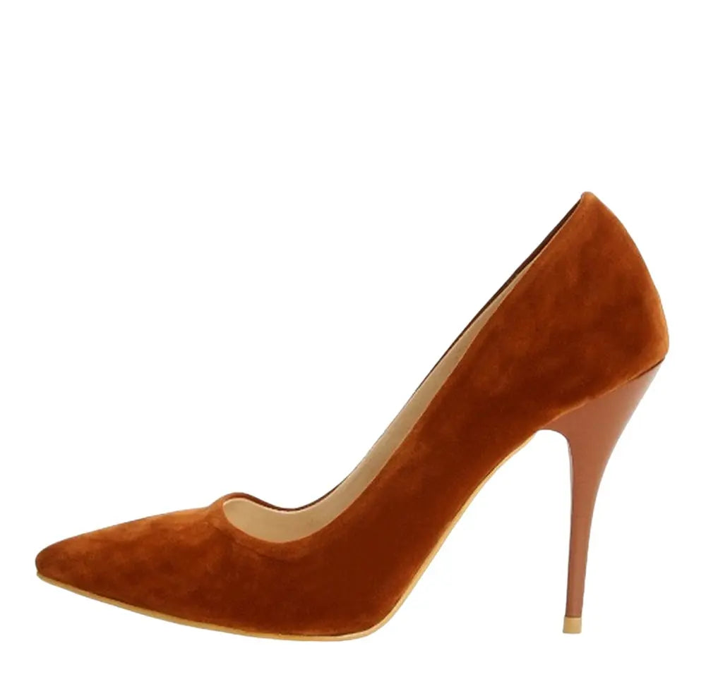 Taba Süet Stiletto Topuklu Ayakkabı MA-021