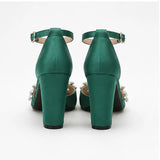 Green Chunky Heel Wedding Shoes RA-8001