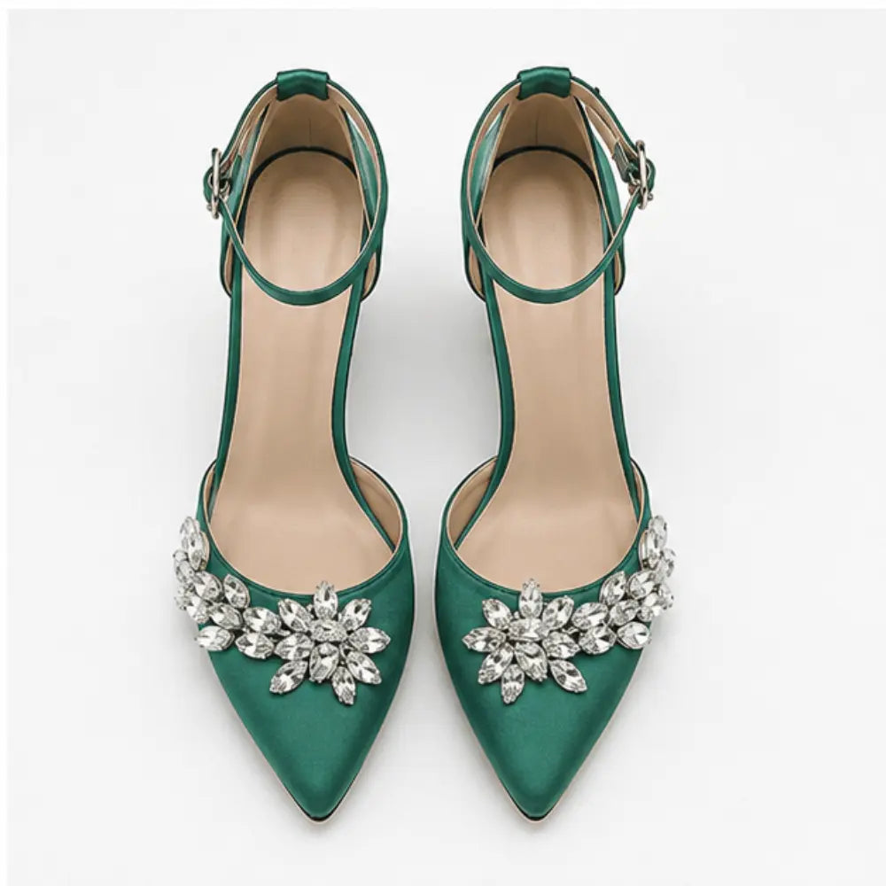 Green Chunky Heel Wedding Shoes RA-8001